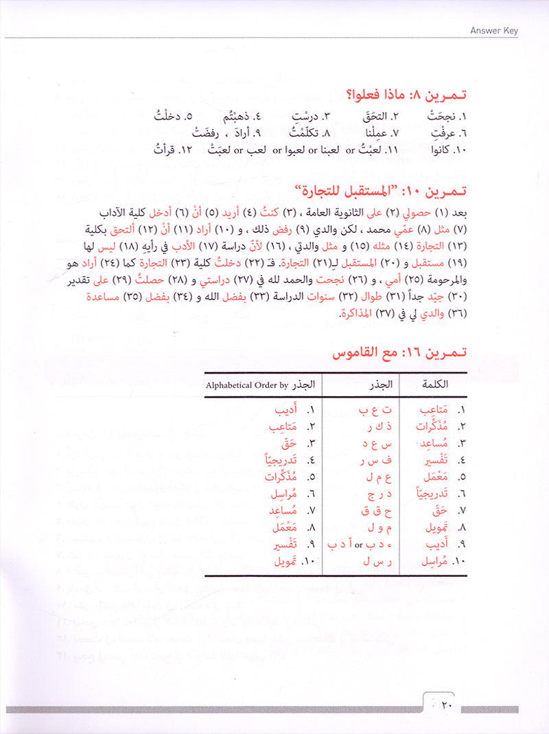 Answer Key for Al-Kitaab Fii Ta'allum Al-'Arabiyya - A Textbook for Beginning Arabic: Part One, Third Edition دليل الإجابات - الكتاب في تعلم العربية