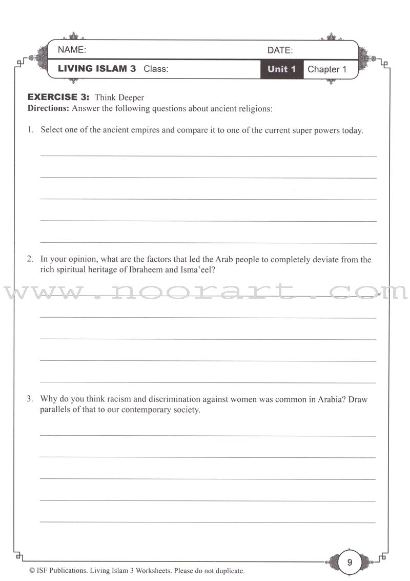 Living Islam Worksheets - Prophet of Mercy, Part 3 (10th Grade)