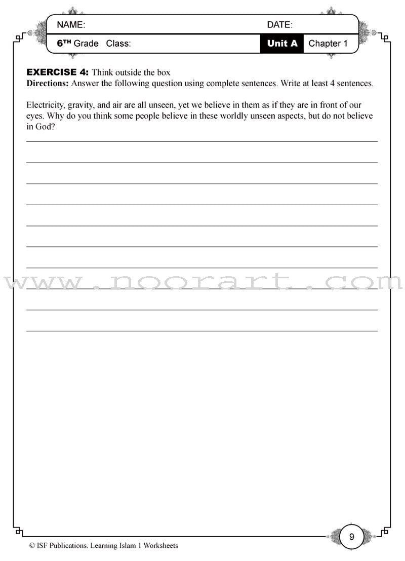 Learning Islam Worksheets: Level 1 (6th Grade)