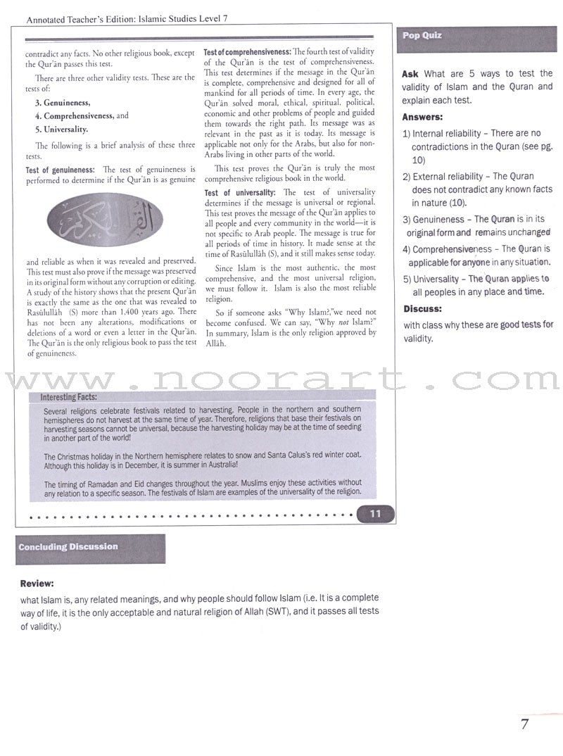 Weekend Learning Islamic Studies: Teacher Guide Level 7 (With USB)