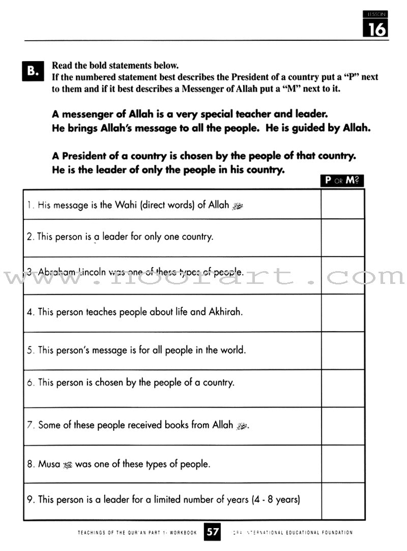 Teachings of the Qur'an Workbook: Volume 1
