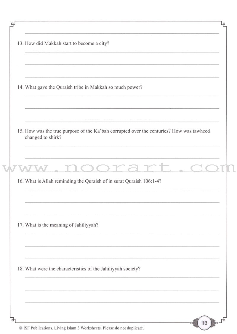 Living Islam Worksheets - Prophet of Mercy, Part 3 (10th Grade)