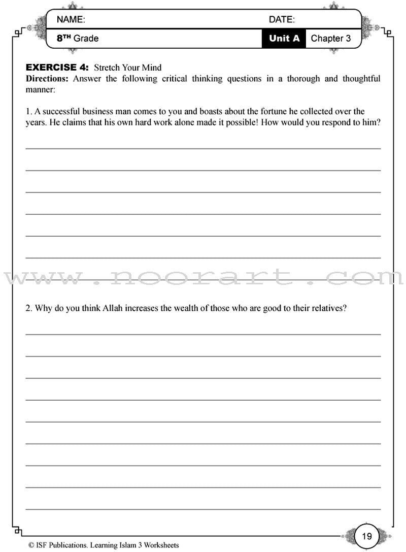 Learning Islam Worksheets: Level 3 (8th Grade)