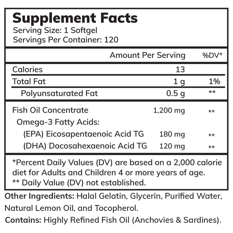 Halal Fish Oil Omega-3 (120 Softgels)