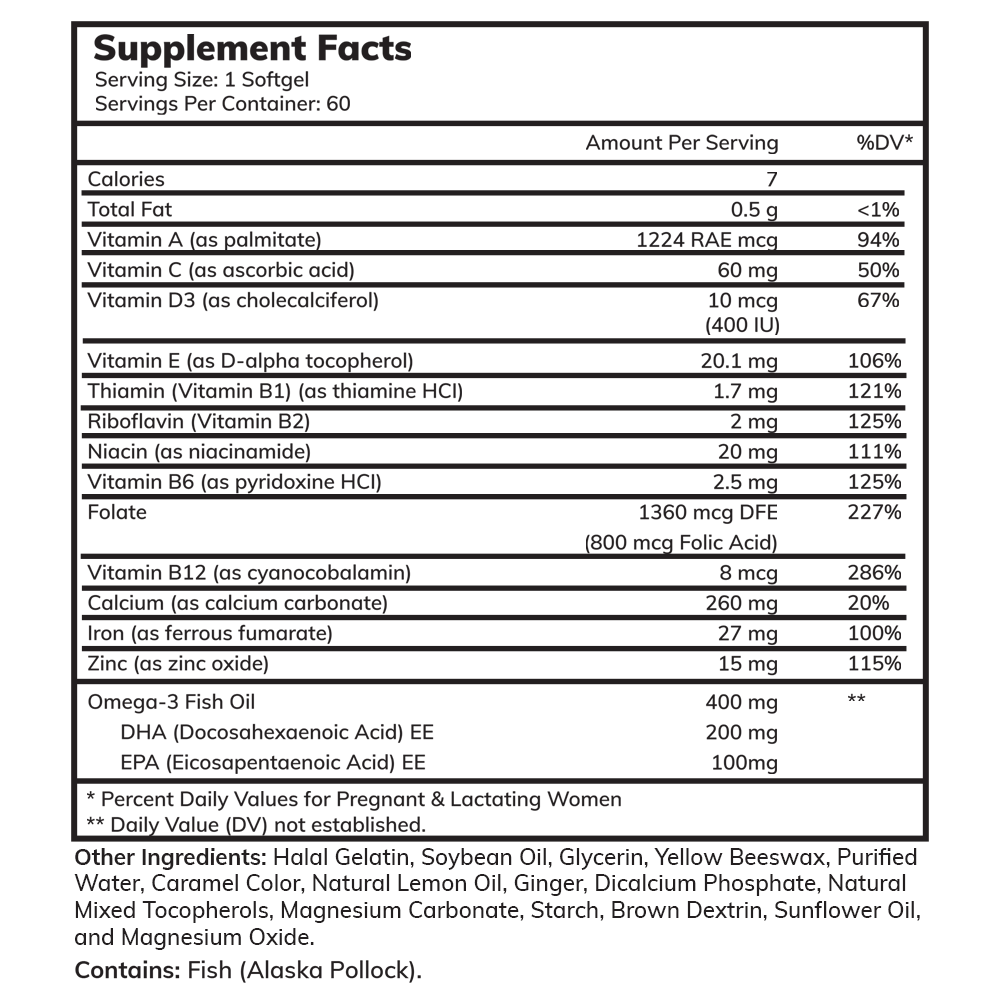 Halal Prenatal + DHA (60 Softgels)