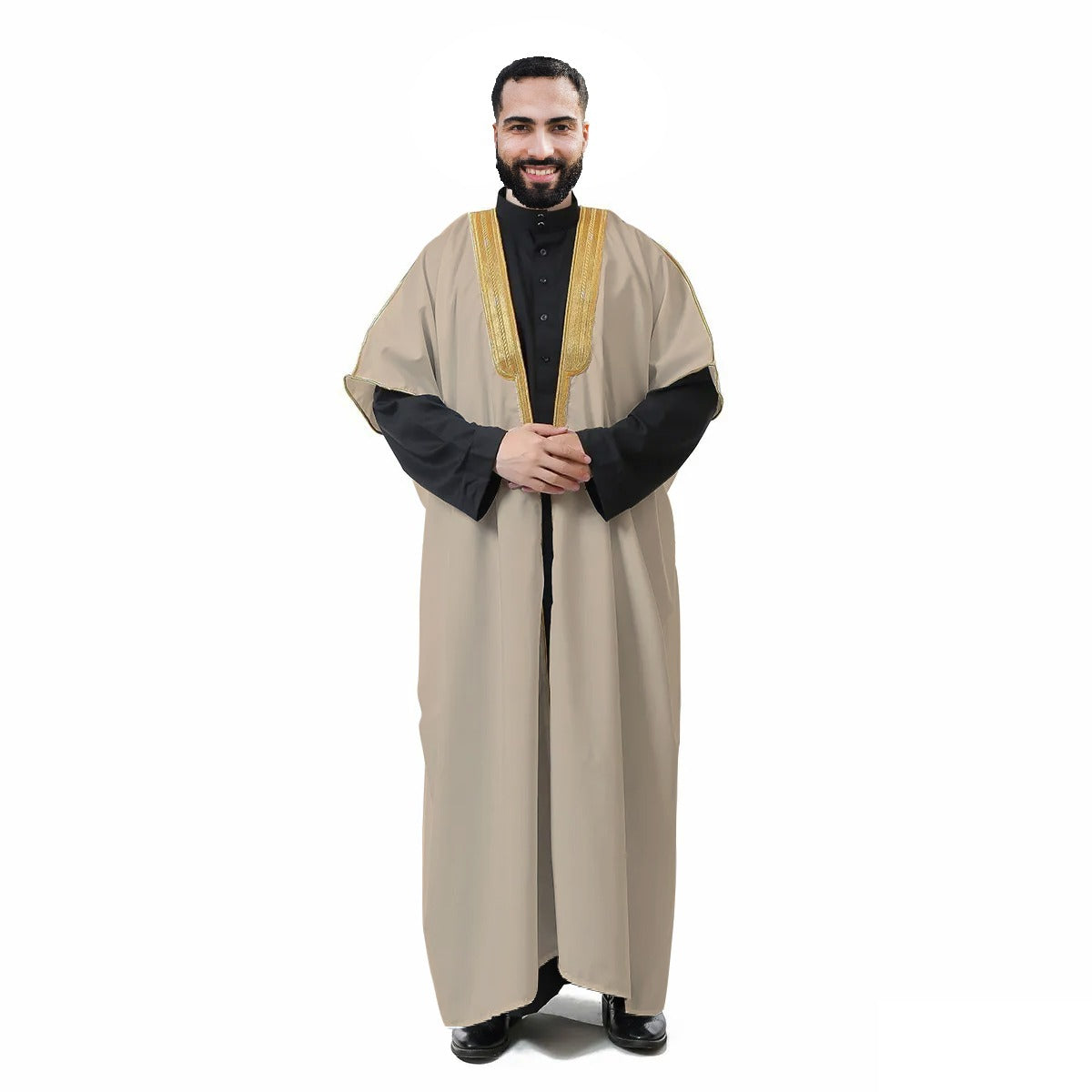 Traditional Arabic Men's Bisht - Luxury Outer Cloak for Special Occasions