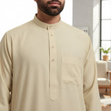 Traditional Dishdasha – Mens Saudi Style Thobe Classic - Full Length Long Sleeve Islamic Thobe - Beige