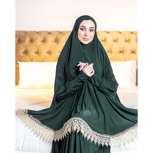 Holy Quran - Spectrum colors with Women's Prayer Dress 2 Pieces (Green)