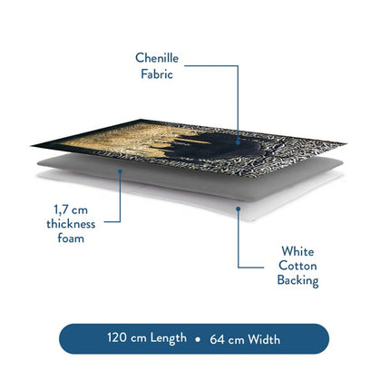 Dark Arabic Calligraphy Premium Prayer Mat | Urban Rugs