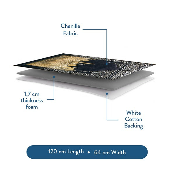 Dark Arabic Calligraphy Premium Prayer Mat | Urban Rugs