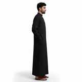 Traditional Dishdasha – Mens Saudi Style Thobe Classic - Full Length Long Sleeve Islamic Thobe - Black