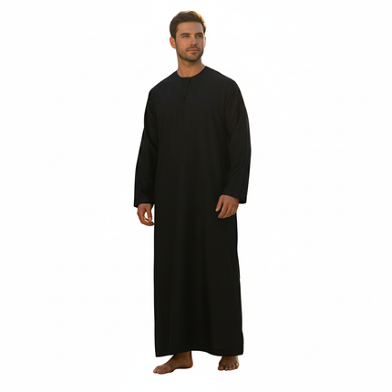 Omani/Emerati Dishdasha – Mens Omani/Emirati Style Thobe Classic - Full Length Long Sleeve Islamic Jubbah's - Black