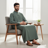 Traditional Dishdasha – Mens Saudi Style Thobe Classic - Full Length Long Sleeve Islamic Thobe - Green
