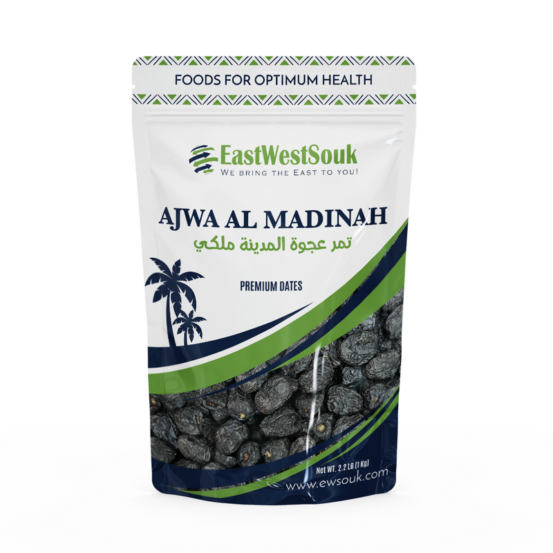 Al Madina Ajwa Dates - Premium Quality (Latest Crop!) - 2.2lb (1000g) - Fiber-Rich Snack Dry Fruit