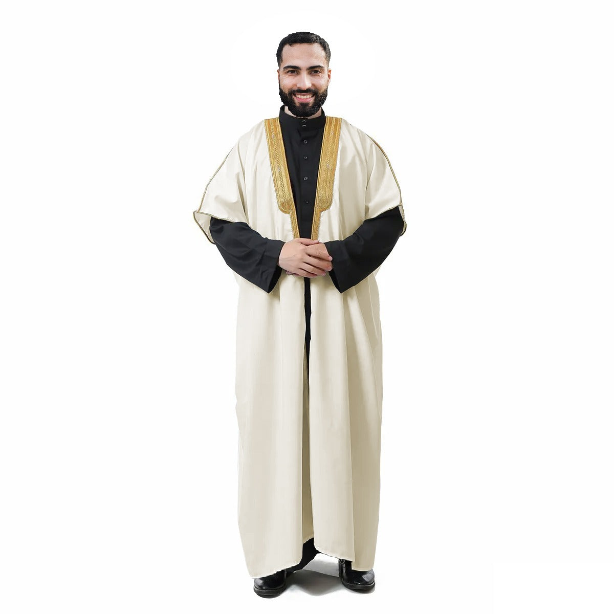 Traditional Arabic Men's Bisht - Luxury Outer Cloak for Special Occasions