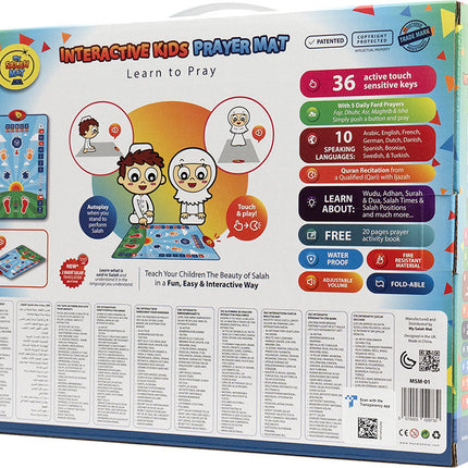 My Salah Mat for Kids - Smart interactive Prayer Mat for learning Salah, Surah, Wudu and Duas - Islamic prayer mat with 10 languages, Salah Translation, 25 Touch Keys and padded mat for Kids 3+ (Blue) (Returned: Like New)