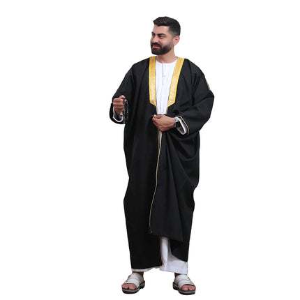 Traditional Arabic men's bisht cloak in black