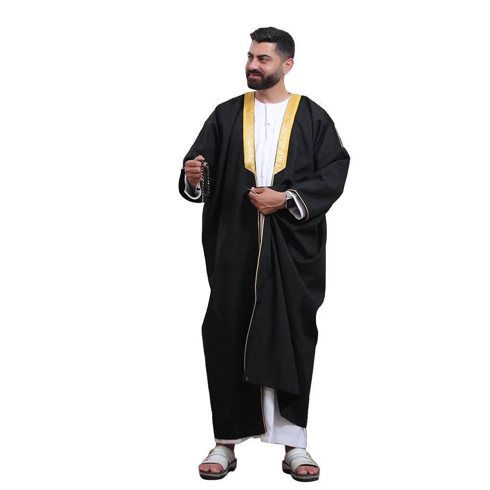 Traditional Arabic Men's Bisht Cloak - Luxury Bisht Abaya for Special Occasions