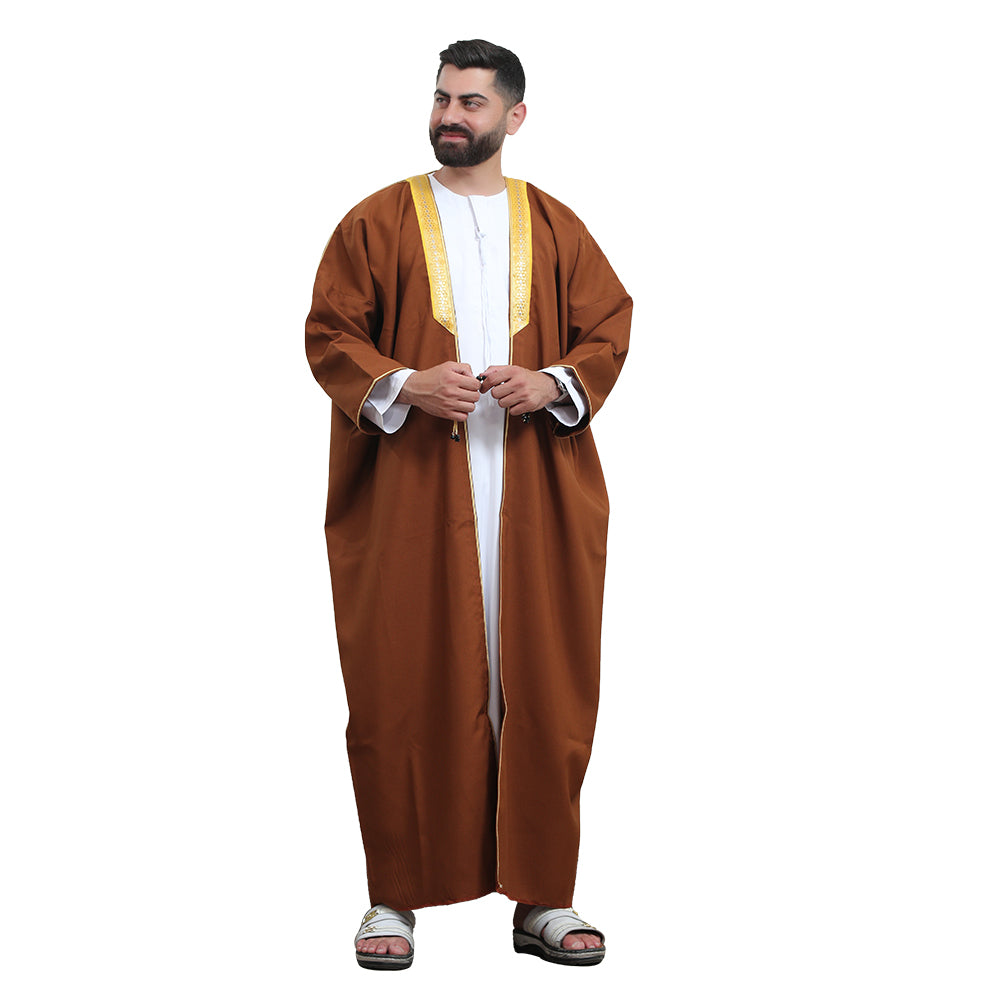 Traditional Arabic Men's Bisht Cloak - Luxury Bisht Abaya for Special Occasions