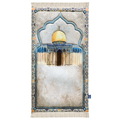 Dome of the Rock premium prayer mat with velvety fabric and foam padding

