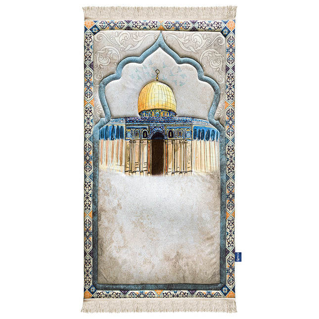 Dome of the Rock premium prayer mat with velvety fabric and foam padding

