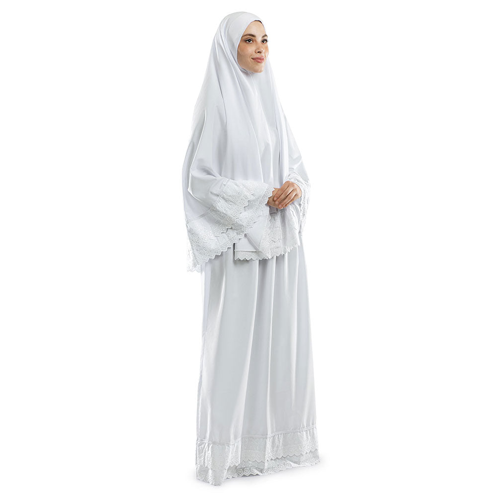 White Dantelle Islamic Prayer Wear