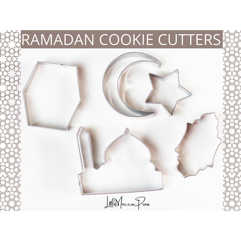 Islamic Cookie Cutter Set of Stainless Steel Shapes Including Mosque Moon Lantern Star and Kabah Perfect for Cookies Pancakes Fruit Cutting