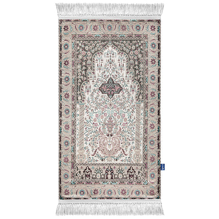 Pastel Mihrab Naseej prayer mat with woven Islamic patterns

