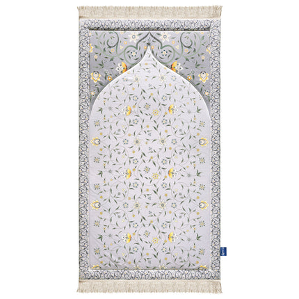 Yellow Lotus premium prayer mat with velvety fabric and foam padding

