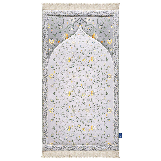 Yellow Lotus premium prayer mat with velvety fabric and foam padding

