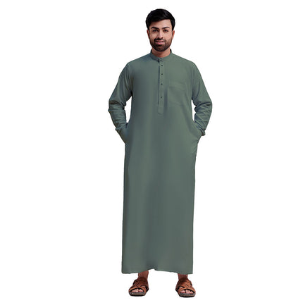 Traditional Dishdasha – Mens Saudi Style Thobe Classic - Full Length Long Sleeve Islamic Thobe - Green