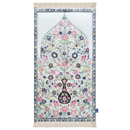 Spring Flowers premium prayer mat with velvety fabric and foam padding

