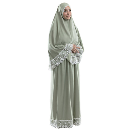 Elite 2-piece Islamic prayer wear with lace detailing

