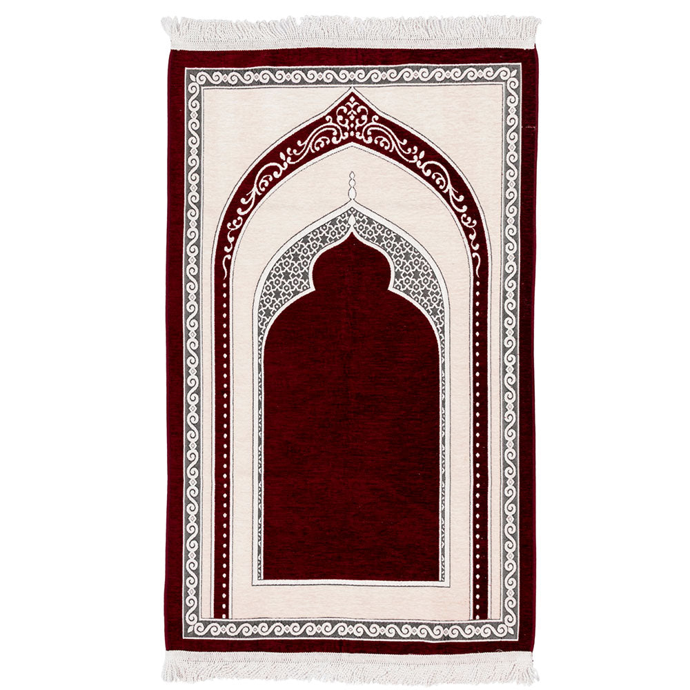 Premium Velvet Prayer Rug – Elegant Islamic Design with Multiple Color Options