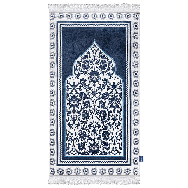 Florish Blue original prayer mat with chenille fabric and foam padding

