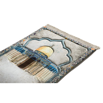 Durable Islamic prayer mat with spiritual Dome of the Rock patterns


