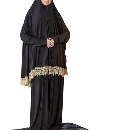 Women's Prayer Dress 2 Pieces Solid Color Plus Long Sleeve | One-Size | Hijab Abaya Suit