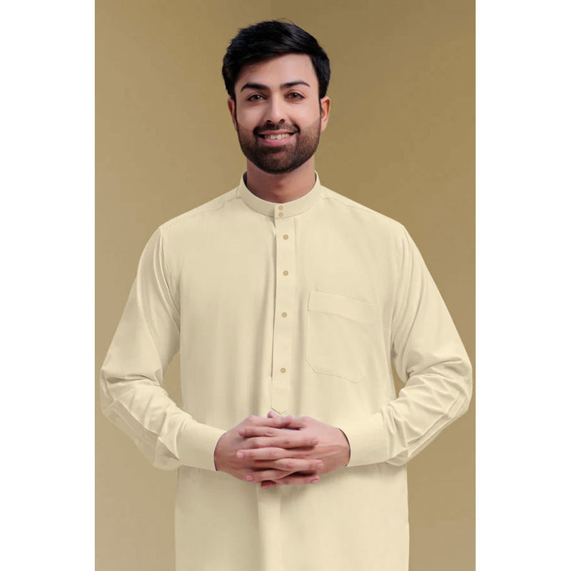 Traditional Dishdasha – Mens Saudi Style Thobe Classic - Full Length Long Sleeve Islamic Thobe - Beige