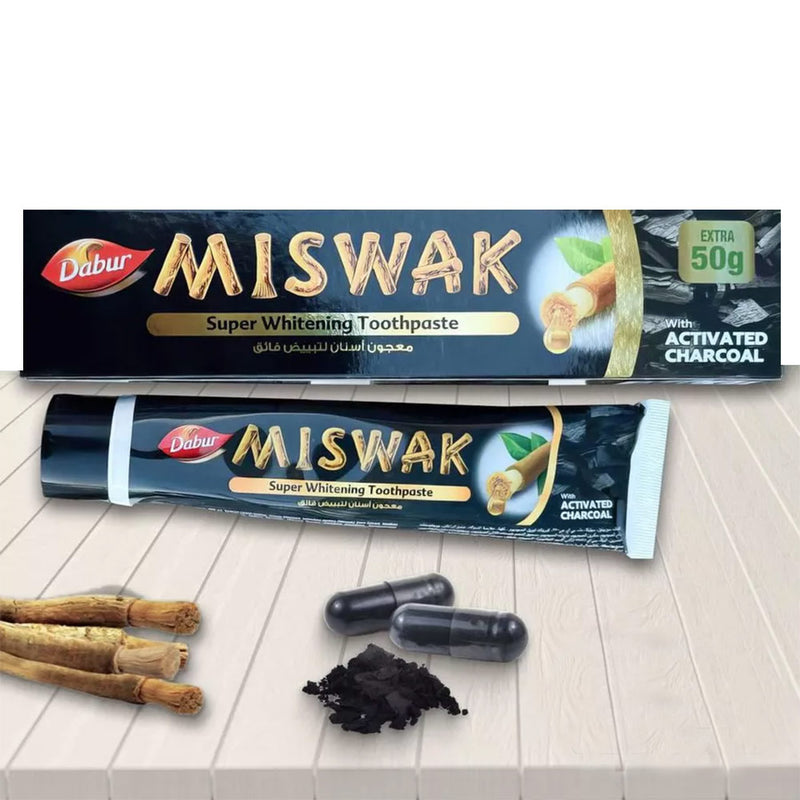 Dabur Miswak Herbal Toothpaste with Activated Charcoal (Net Weight: 120g + 50g Free)