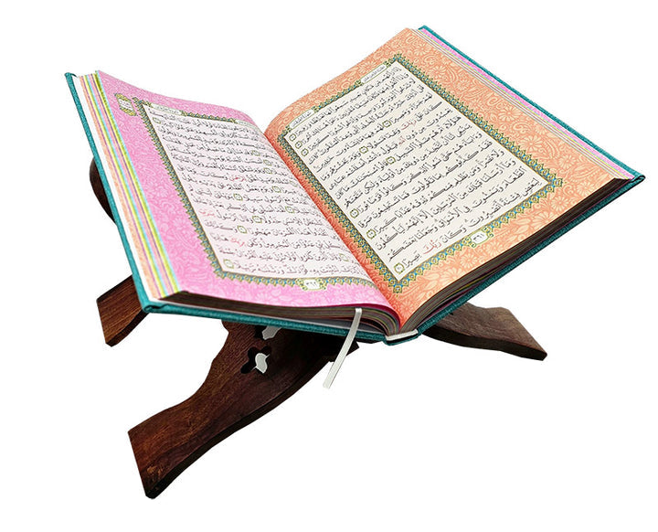 Holy Quran - Spectrum colors (Colors May Vary) (6.7*9.4) with Quran Holder (15" x 8")