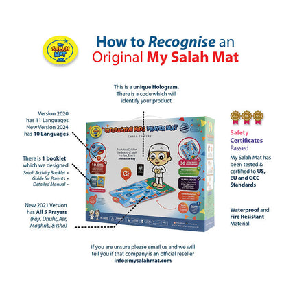 My Salah Mat for Kids - Smart interactive Prayer Mat for learning Salah, Surah, Wudu and Duas - Islamic prayer mat with 10 languages, Salah Translation, 25 Touch Keys and padded mat for Kids 3+ (Blue) (Returned: Like New)