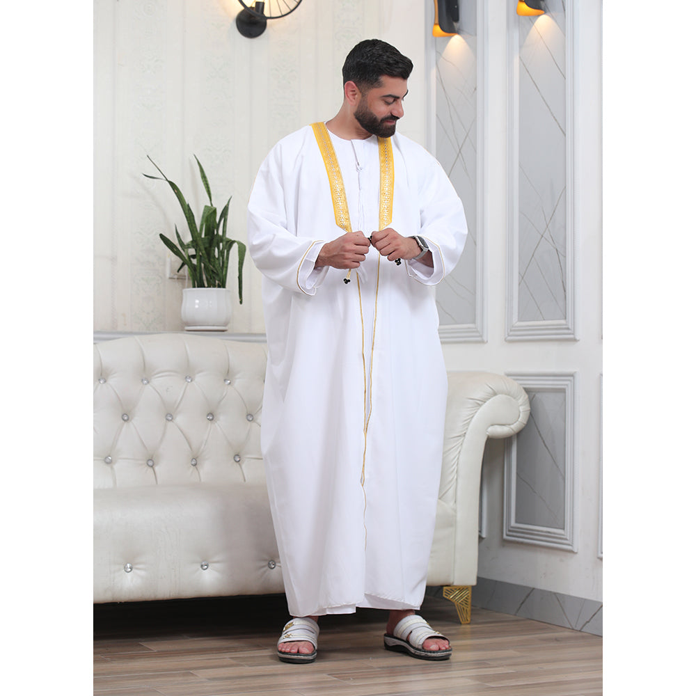 Traditional Arabic Men's Bisht Cloak - Luxury Bisht Abaya for Special Occasions