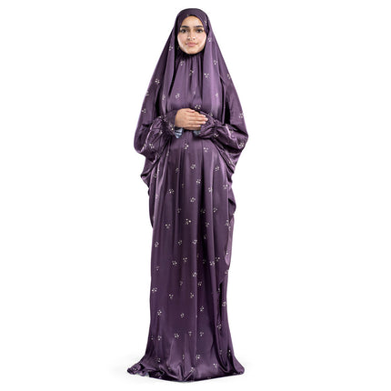 Grape Satin Islamic Prayer Wear
