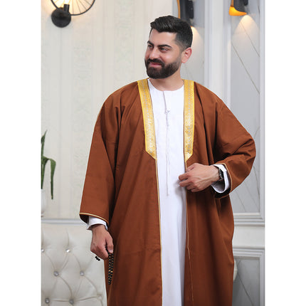 Traditional Arabic Men's Bisht Cloak - Luxury Bisht Abaya for Special Occasions