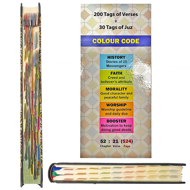 Al-Quran Al-Karim: The Noble Quran with 200 Verse Tags and 30 Juz Tags (Medium B5 Size, 6.9" x 9.8", Colors May Vary)