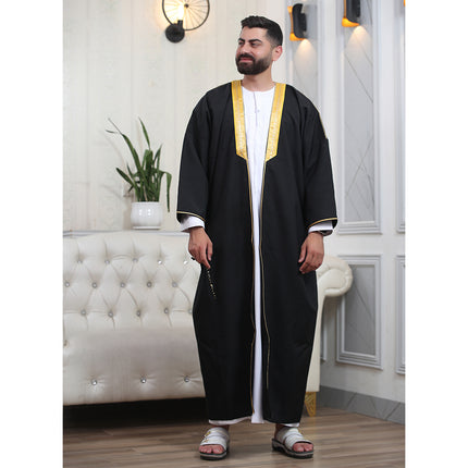 Luxury abaya for men – beige bisht with open sleeves