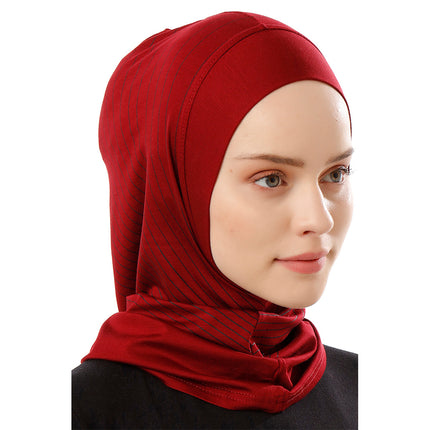 Striped Sports Beret - Ecardin: The Perfect Turkish Amira Hijab