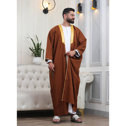 Traditional Arabic Men's Bisht Cloak - Luxury Bisht Abaya for Special Occasions