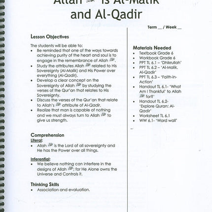 We Are Muslim Teacher's Manual: Grade 6 (Spiral Binding)