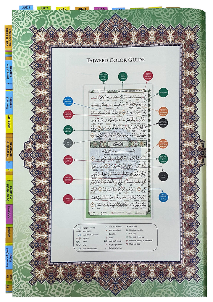 Al-Quran Al-Karim The Noble Quran 200 Tag of Verses+30 Tags of Juz Colors May Vary-Medium Size B5 (6.9” x 9.8”)